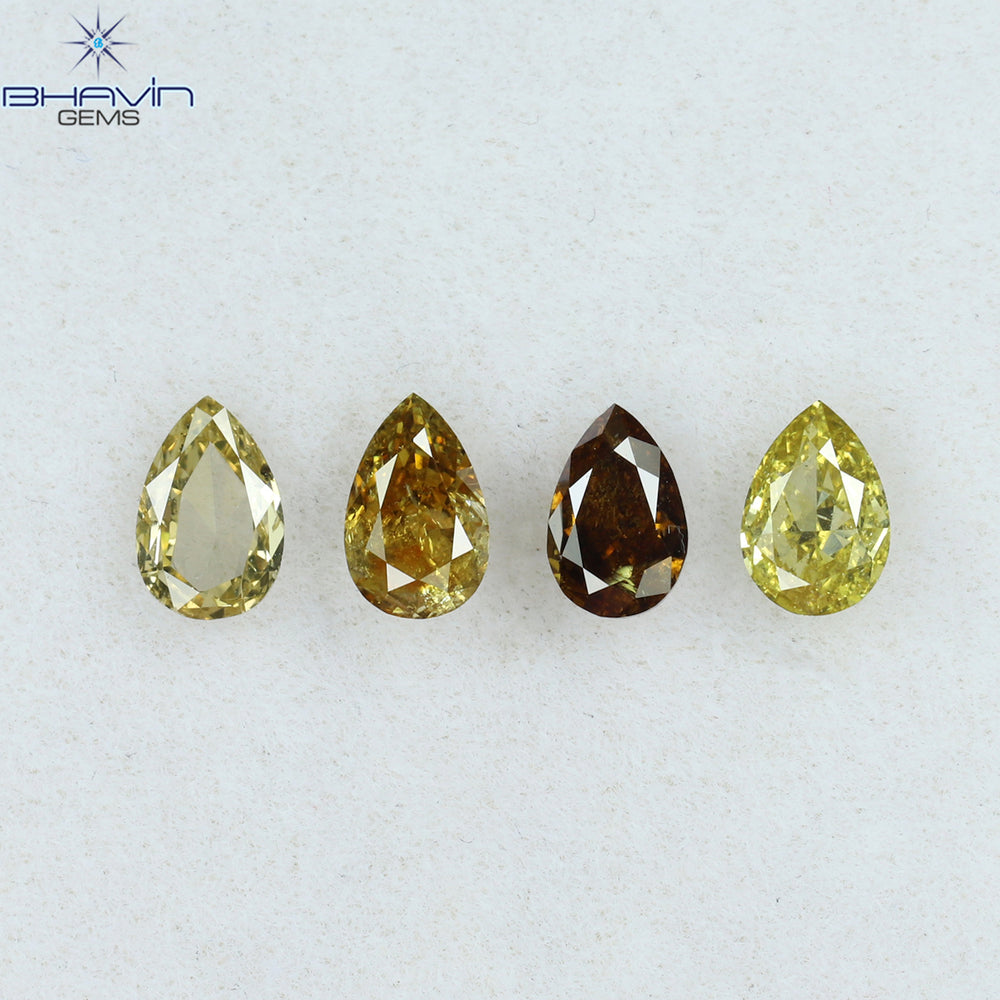 0.99 CT/4 Pcs Pear Shape Natural Diamond Mix Color SI1 Clarity (5.20 MM)