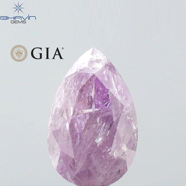 GIA Certified 1.25 CT Pear Diamond Purple Pink Color Natural Loose Diamond (8.60 MM)