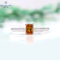 Emerald Diamond Natural Diamond Ring Orange Yellow Color Gold Ring Engagement Ring