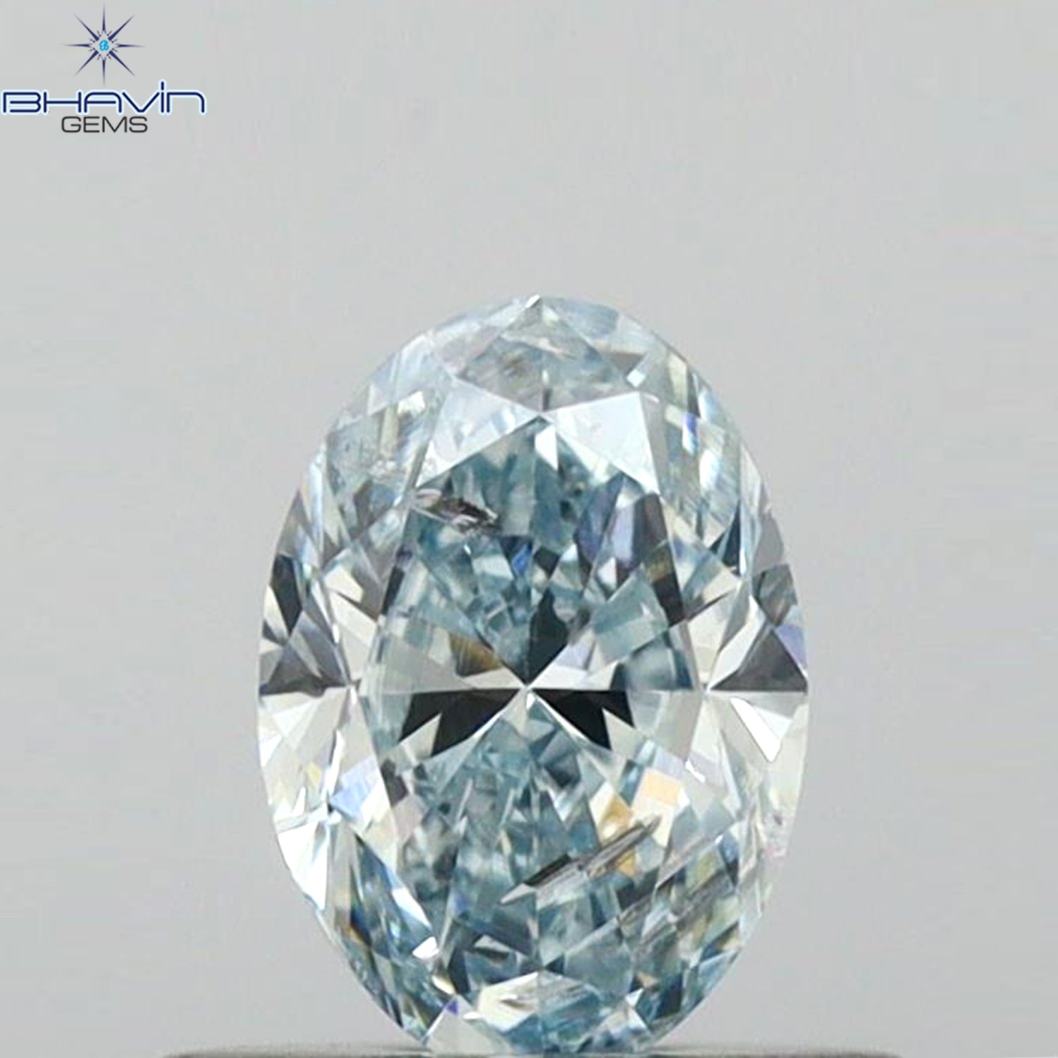 0.50 CT Oval Shape Natural Diamond Blue Color SI2 Clarity (6.00 MM)