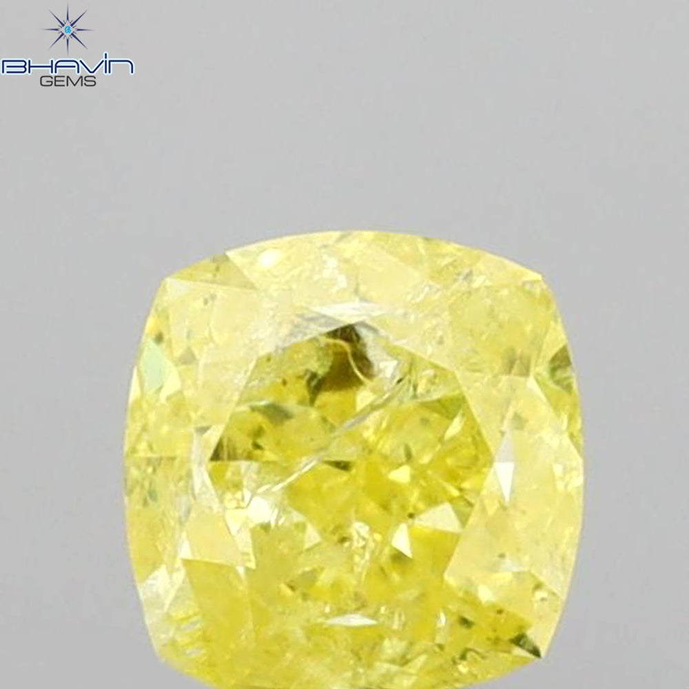 0.46 CT Cushion Shape Natural Diamond Yellow Color I2 Clarity (4.15 MM)