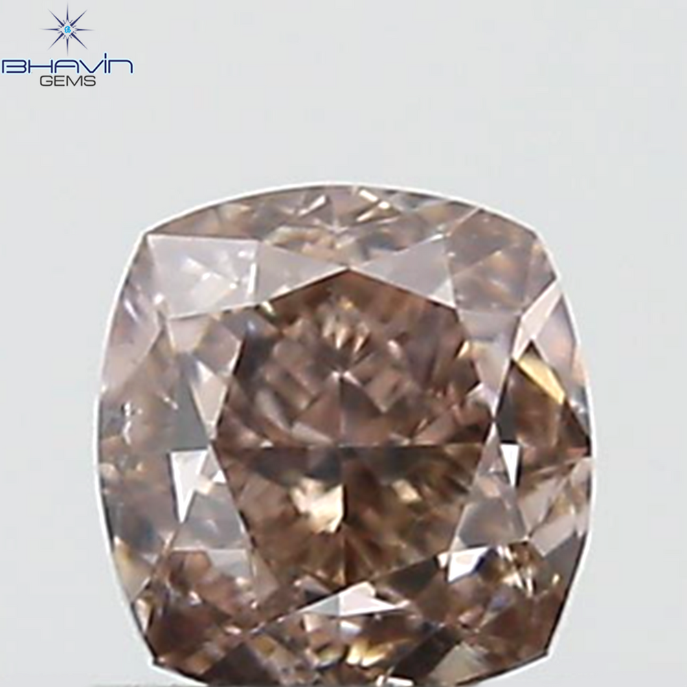 GIA Certified 0.43 CT Cushion Diamond Pink Brown Color Natural Loose Diamond SI1 Clarity (4.15 MM)