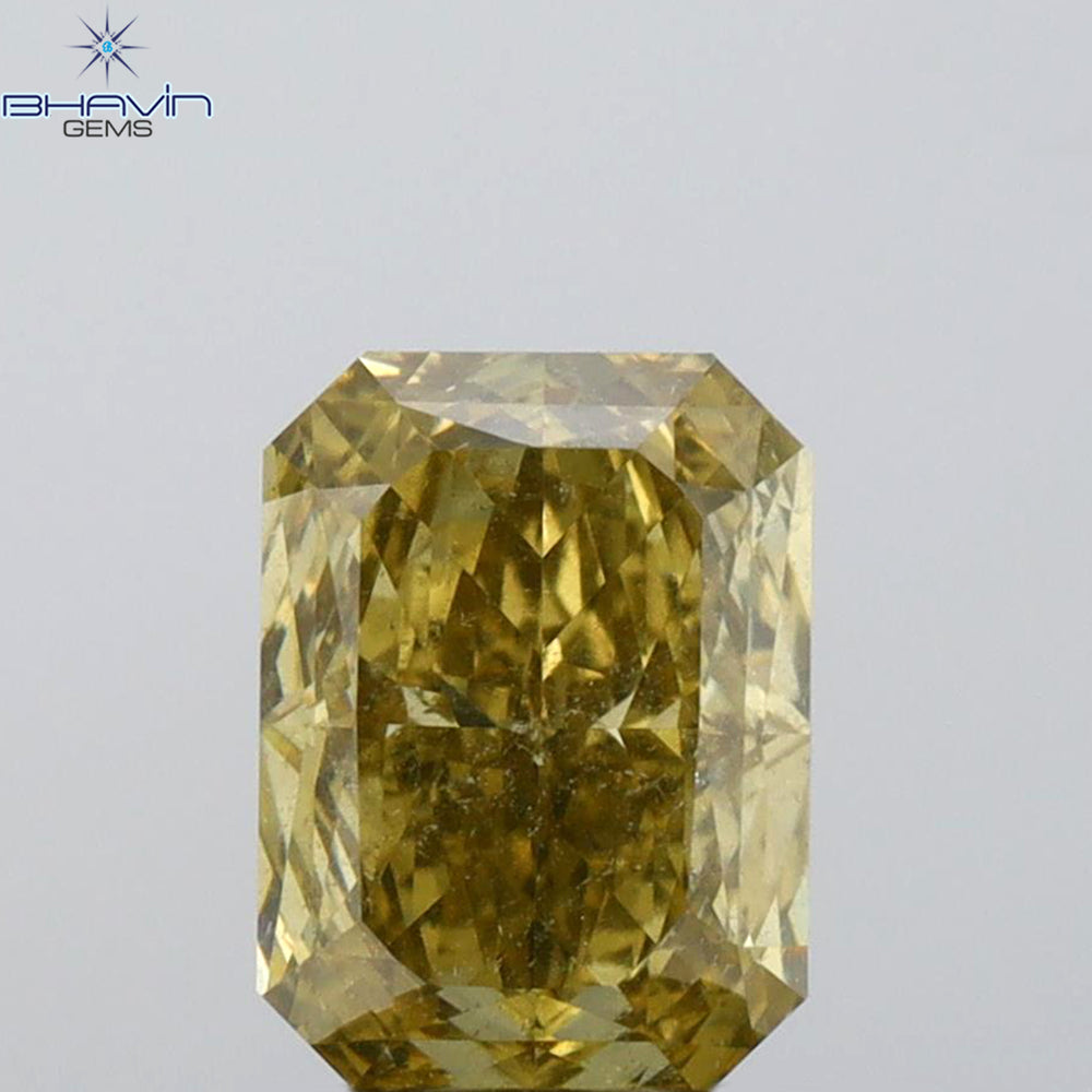 1.01 CT Radiant Shape Natural Diamond Green Yellow (Chameleon) Color SI1 Clarity (6.60 MM)