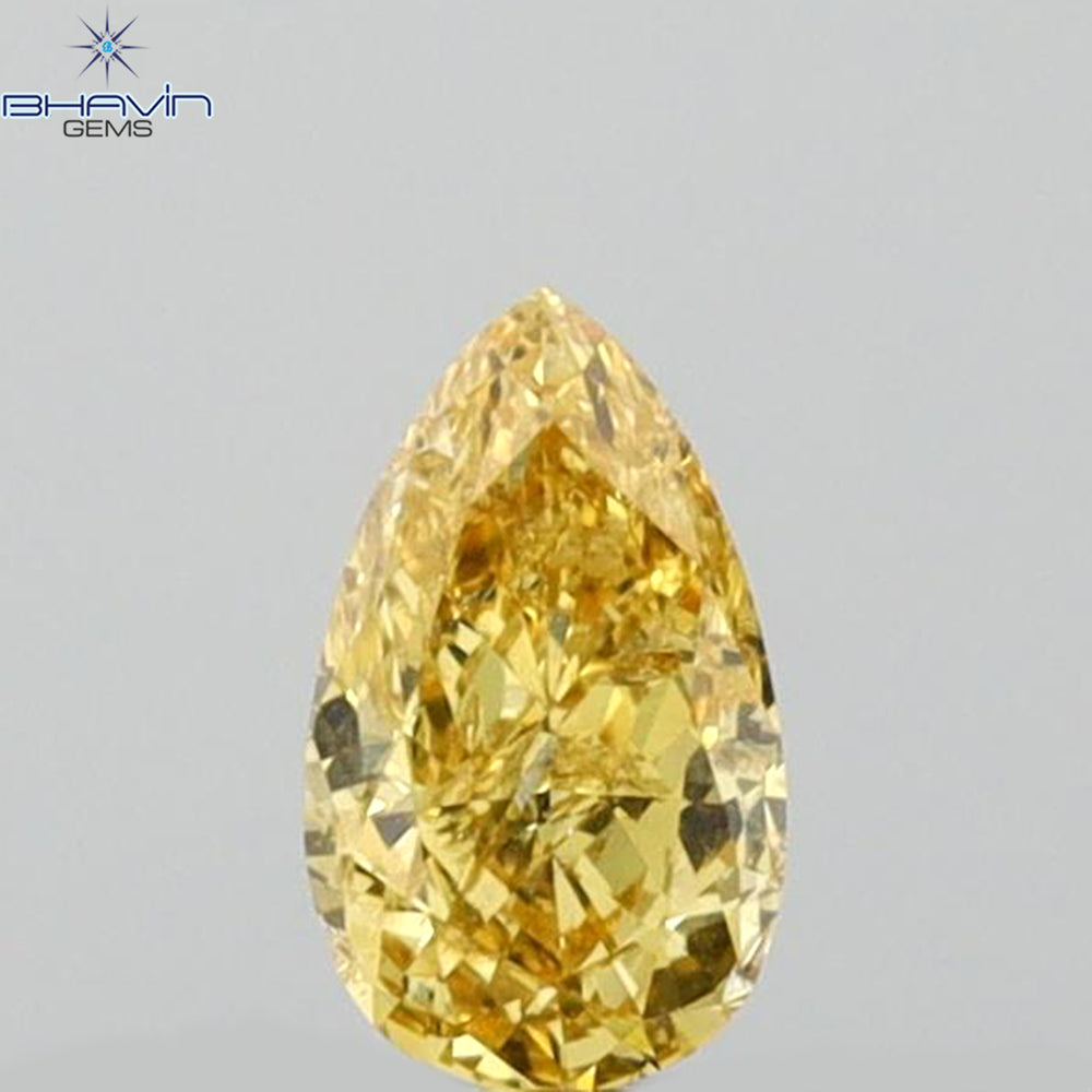 0.19 CT Pear Shape Natural Diamond Orange Color SI1 Clarity (4.68 MM)