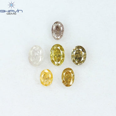 1.76 CT/6 Pcs Oval Shape Natural Diamond Mix Color SI1 Clarity (5.15 MM)