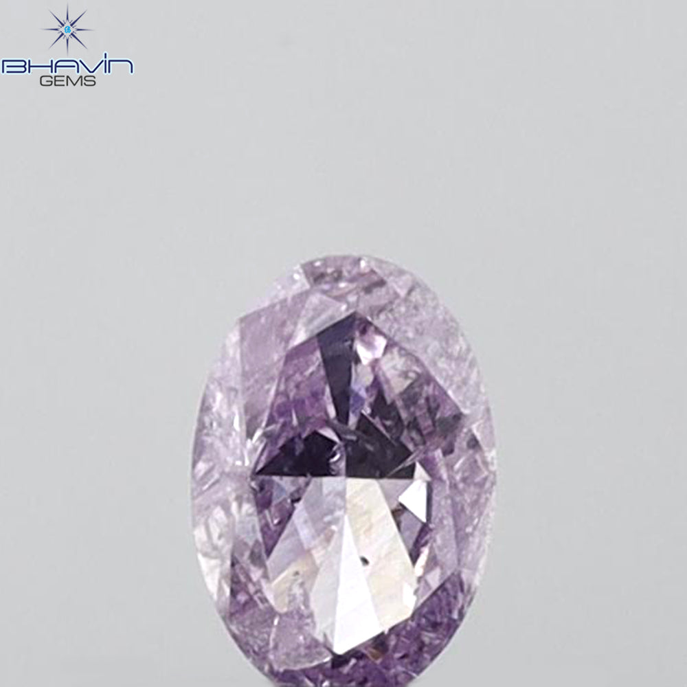 GIA Certified 0.29 CT Oval Shape Natural Diamond Pinkish Purple Color I2 Clarity (4.96 MM)