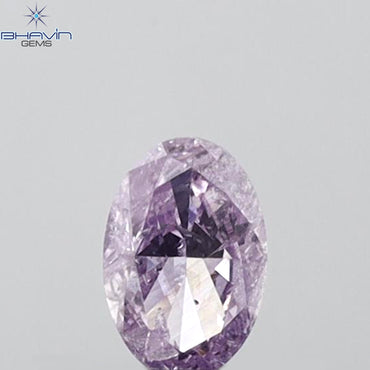 GIA Certified 0.29 CT Oval Shape Natural Diamond Pinkish Purple Color I2 Clarity (4.96 MM)
