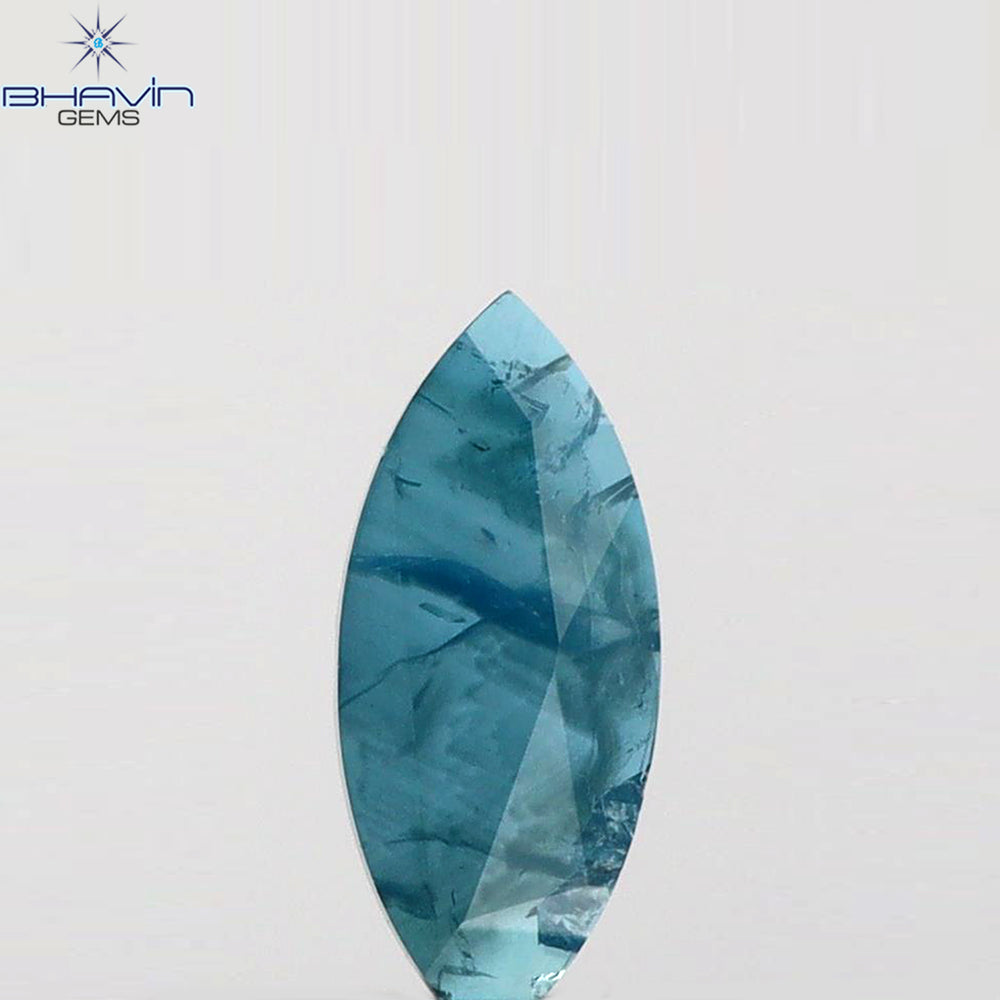 0.17 CT Marquise (Slice) Shape Natural Diamond Blue Color I3 Clarity (7.28 MM)