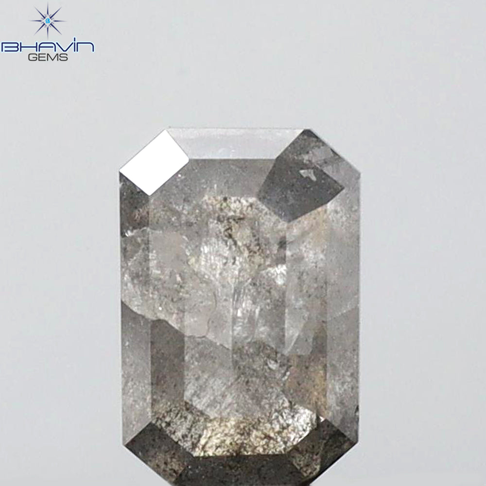 0.74 CT Emerald Shape Natural Diamond Salt And Pepper Color I3 Clarity (5.93 MM)