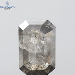 0.74 CT Emerald Shape Natural Diamond Salt And Pepper Color I3 Clarity (5.93 MM)