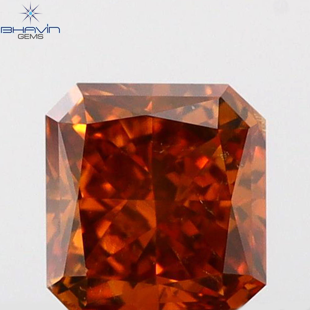 0.29 CT Radiant Shape Natural Diamond Orange Yellow Color VS2 Clarity (3.74 MM)
