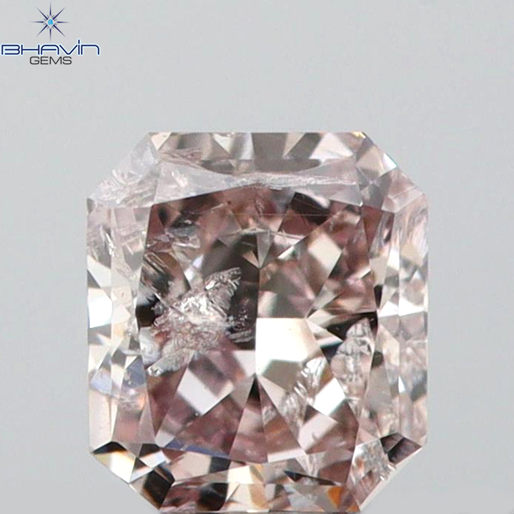 0.08 CT ラディアント シェイプ ナチュラル ダイヤモンド ピンク色 SI2 クラリティ (2.38 MM)