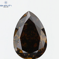 0.66 CT Pear Shape Natural Diamond Brown Color SI2 Clarity (6.68 MM)