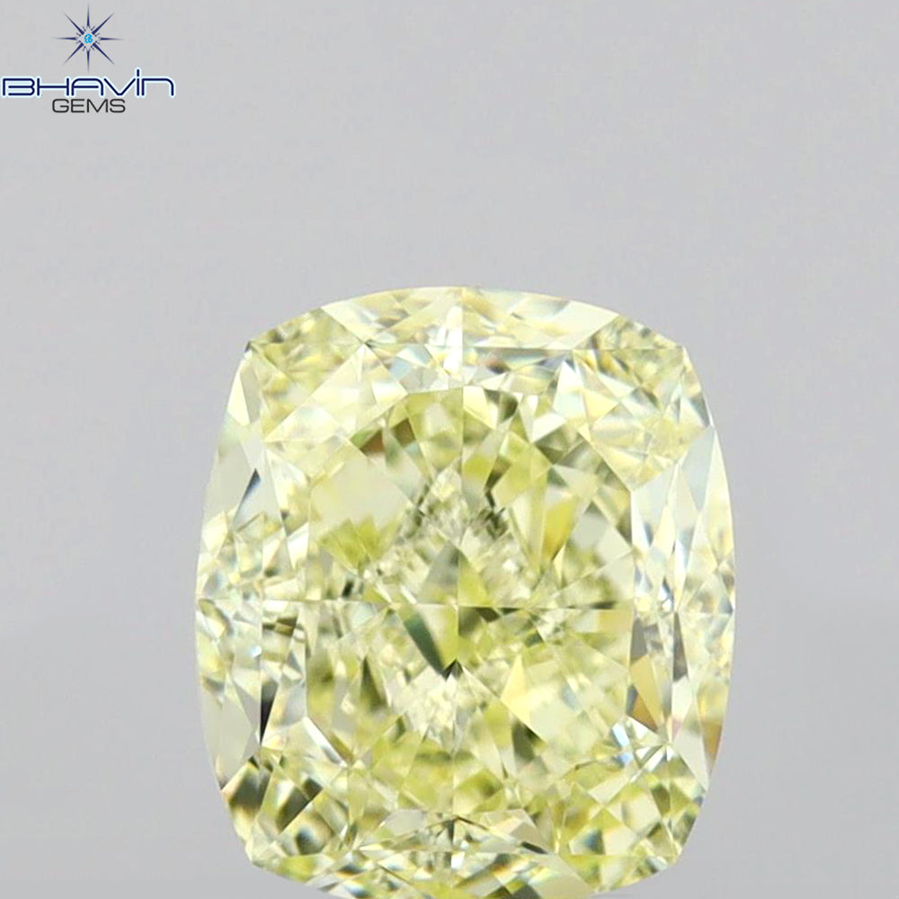1.51 CT Cushion Diamond Yellow Color Natural Diamond VVS2 Clarity (6.77 MM)