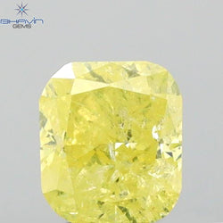 0.62 CT Cushion Shape Natural Diamond Yellow Color I3 Clarity (4.82 MM)