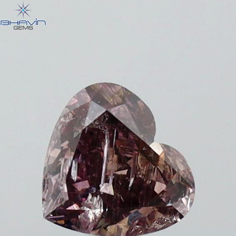 0.39 CT Heart Shape Natural Diamond Pink Color I2 Clarity (4.33 MM)