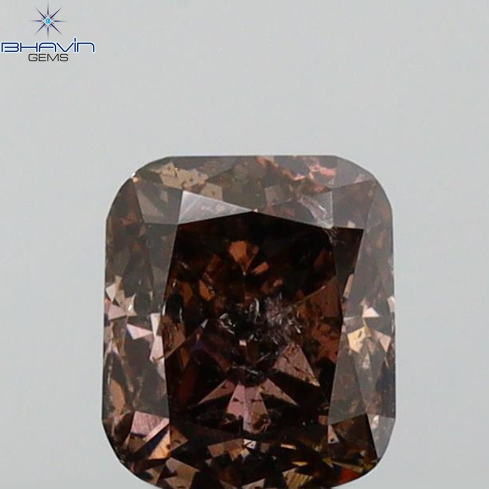 0.58 CT Cushion Shape Natural Diamond Brown Pink Color I2 Clarity (4.80 MM)