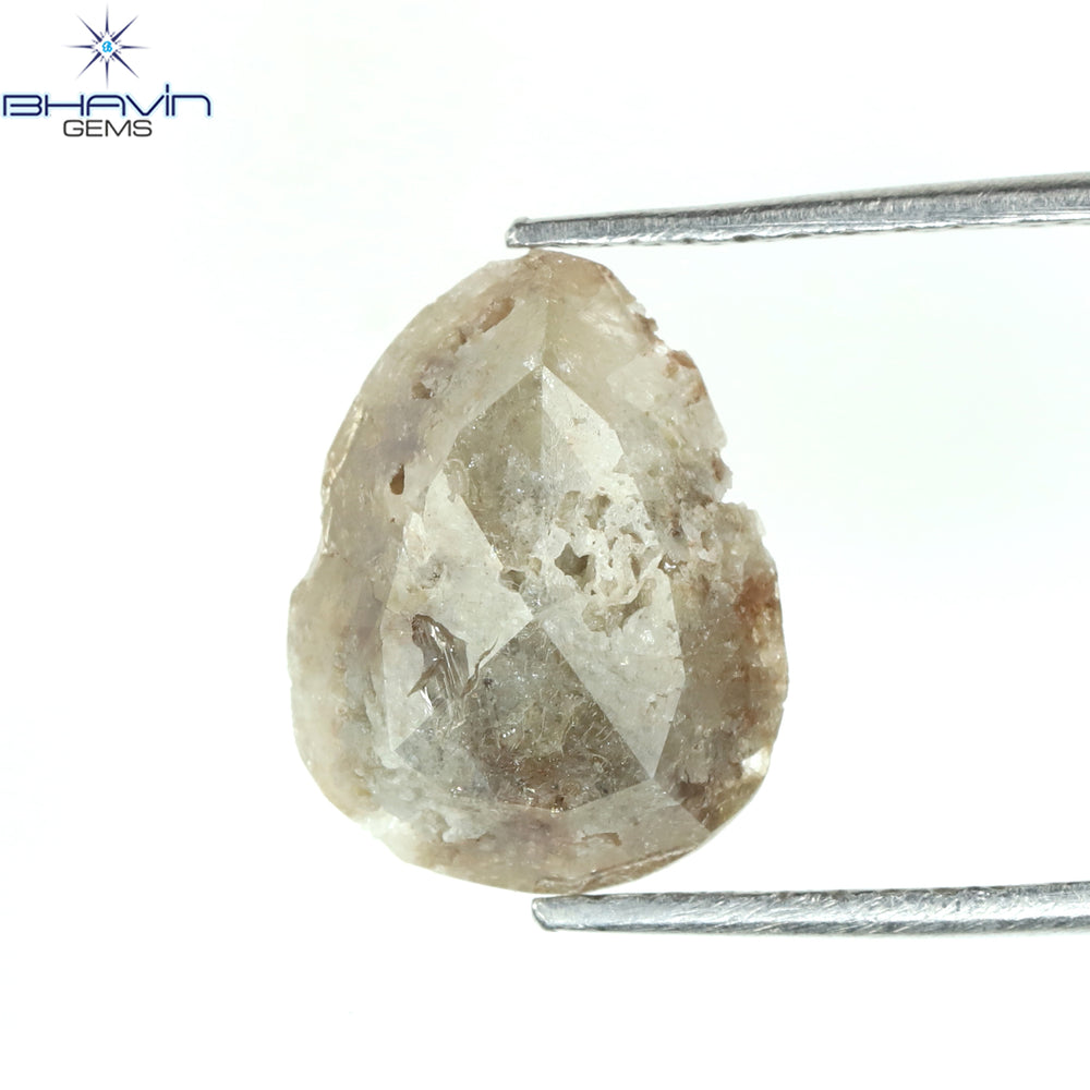 1.05 CT、ノーカット ポルキ シェイプ、天然ダイヤモンド、ブルー カラー、I3 クラリティ (5.42 MM)