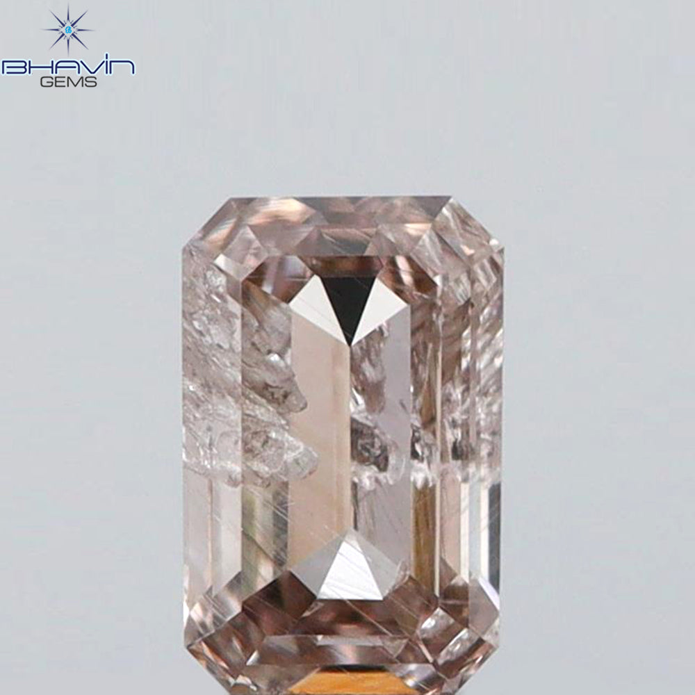0.22 CT Emerald Shape Natural Diamond Pink Color I1 Clarity (4.37 MM)