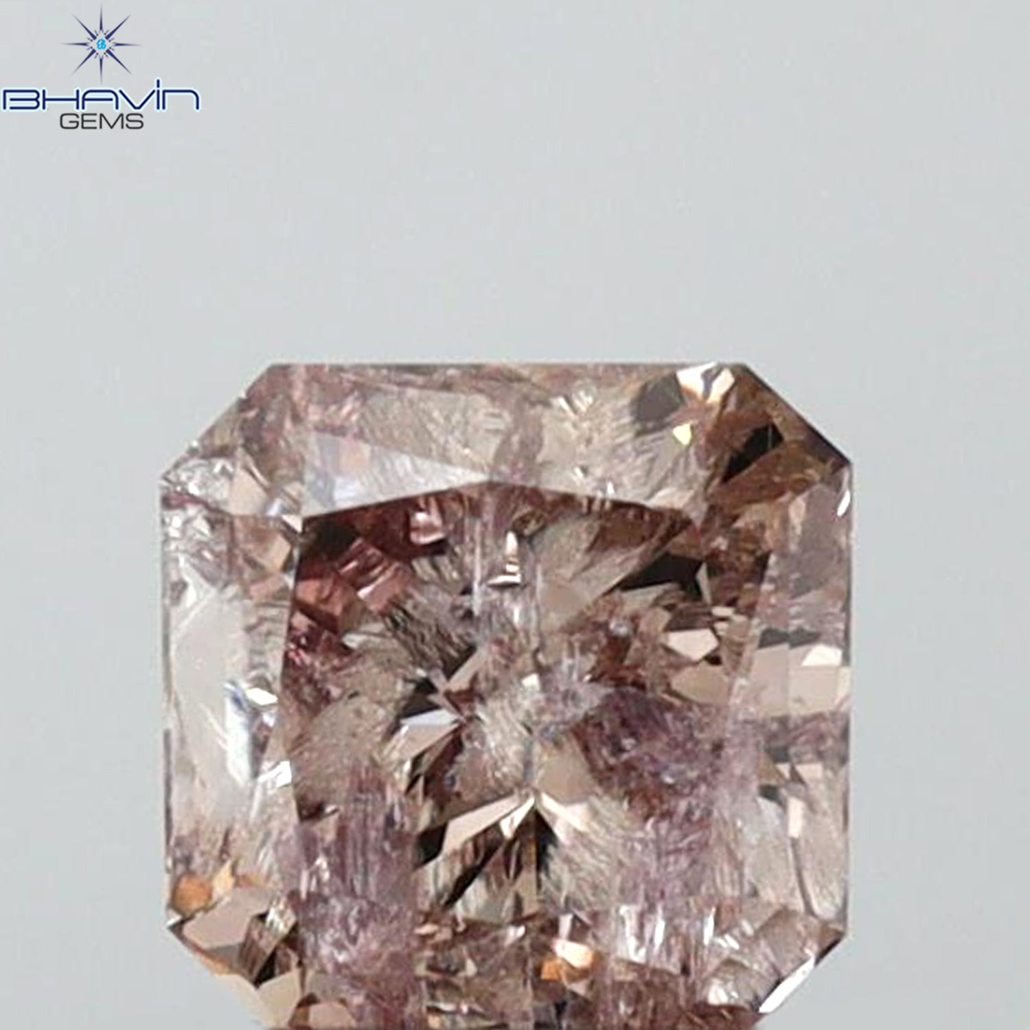 0.54 CT Radiant Shape Natural Diamond Brown Pink Color I2 Clarity (4.57 MM)