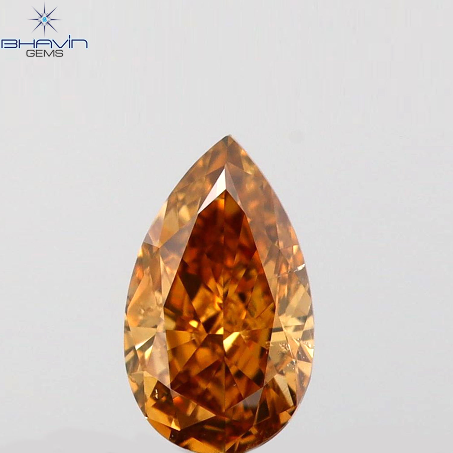 0.19 CT Pear Shape Natural Diamond Brown Orange Color SI1 Clarity (4.82 MM)