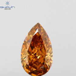 0.19 CT Pear Shape Natural Diamond Brown Orange Color SI1 Clarity (4.82 MM)