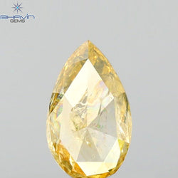 0.63 CT Pear Shape Natural Loose Diamond Yellow Orange Color I3 Clarity (7.53 MM)