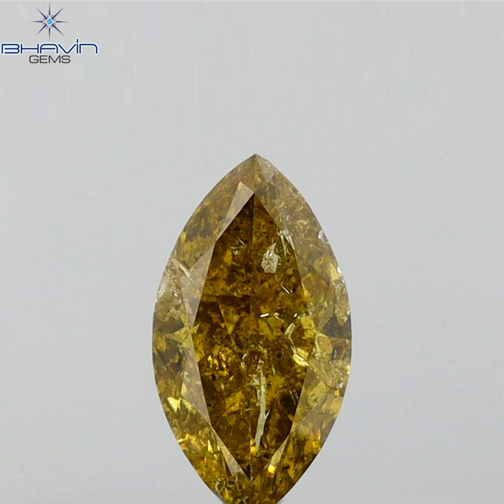 0.60 CT Marquise Shape Natural Diamond Green (Chameleon) Color I3 Clarity (7.67 MM)