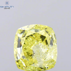 1.01 CT Cushion Shape Natural Diamond Yellow Color I1 Clarity (5.22 MM)