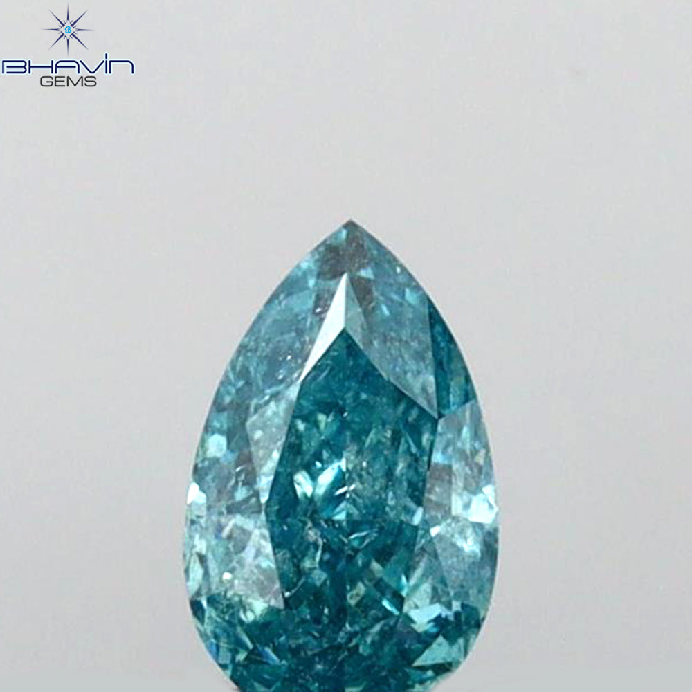 0.21 CT Pear Shape Natural Diamond Greenish Blue Color SI2 Clarity (4.72 MM)