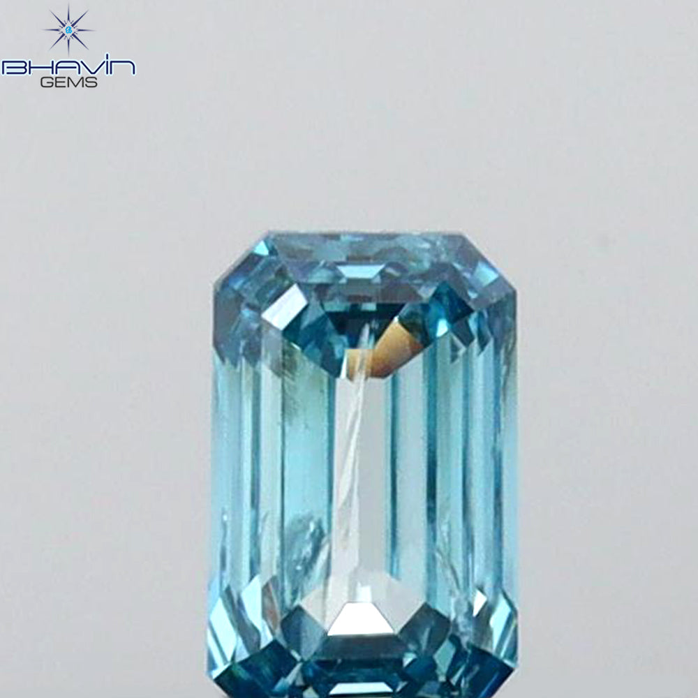 0.09 CT エメラルド シェイプ ナチュラル ダイヤモンド グリーンがかったブルー カラー VS1 クラリティ (3.58 MM)