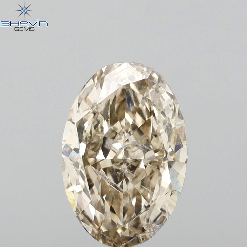 1.01 CT Oval Shape Natural Diamond Brown Color I1 Clarity (7.60 MM)