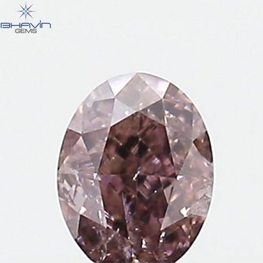 GIA Certified 0.26 CT Oval Shape Natural Diamond Brown Pink Color I2 Clarity (4.42 MM)