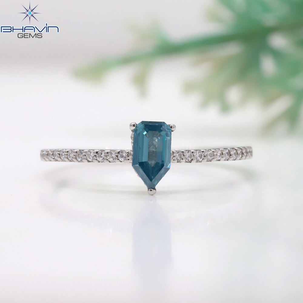 Shield Diamond Blue Color Natural Diamond Ring Engagement Ring
