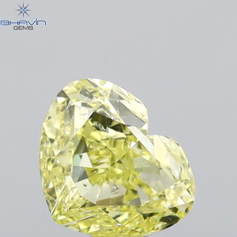 0.55 CT Heart Shape Natural Diamond Yellow Color SI1 Clarity (5.16 MM)