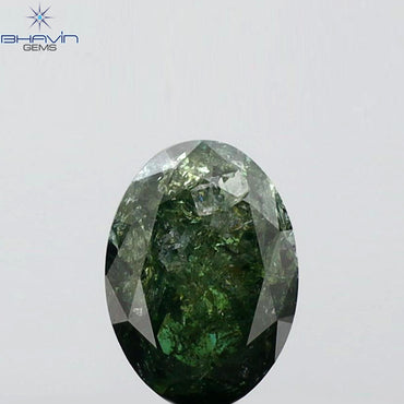 0.72 CT Oval Shape Natural Diamond Green Color I3 Clarity (6.48 MM)