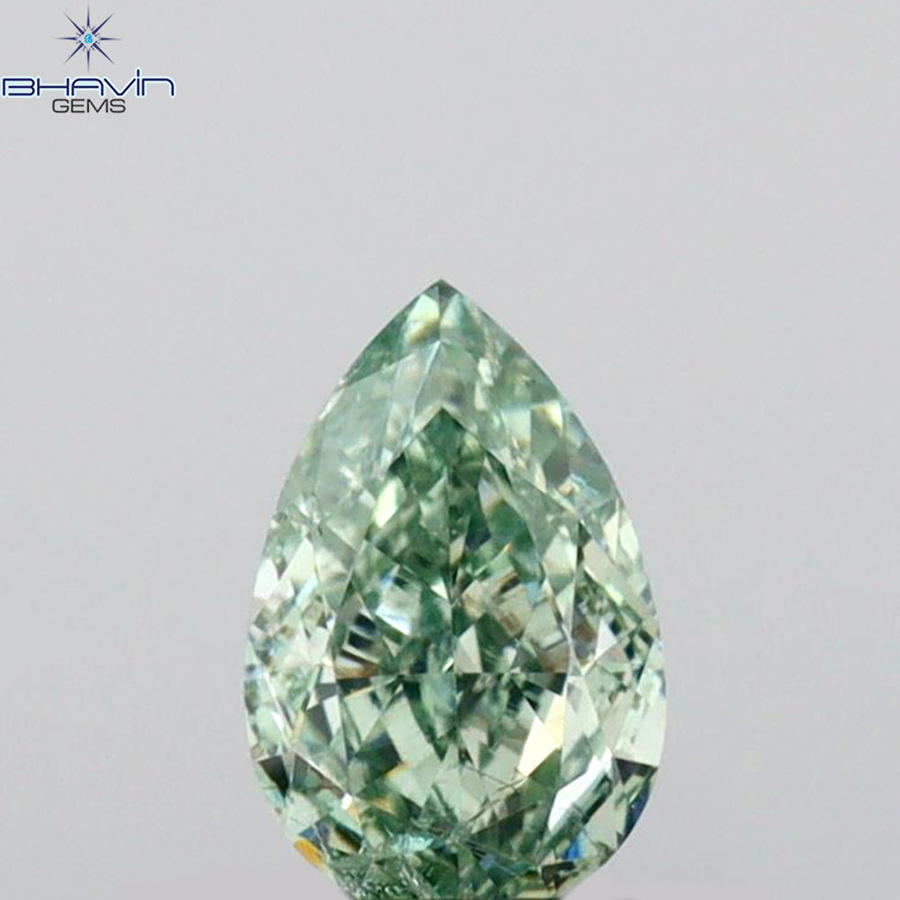 0.42 CT Pear Shape Natural Diamond Green Color SI1 Clarity (5.80 MM)