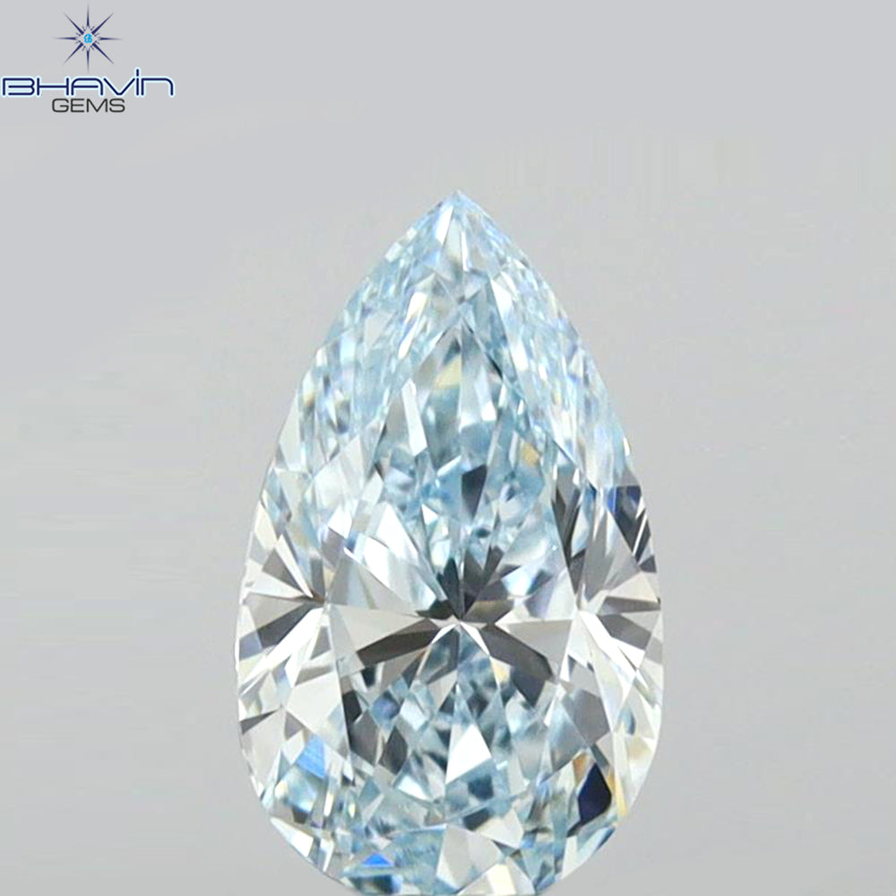 0.63 CT Pear Shape Natural Diamond Blue Color VS2 Clarity (7.44 MM)