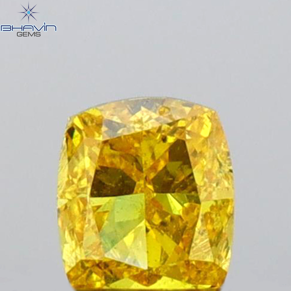GIA Certified 0.25 CT Cushion Diamond Orange Yellow Color Natural Diamond I1 Clarity (3.67 MM)