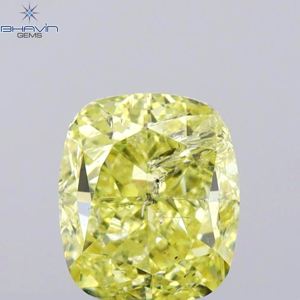 1.01 CT Cushion Shape Natural Diamond Yellow Color I2 Clarity (5.60 MM)