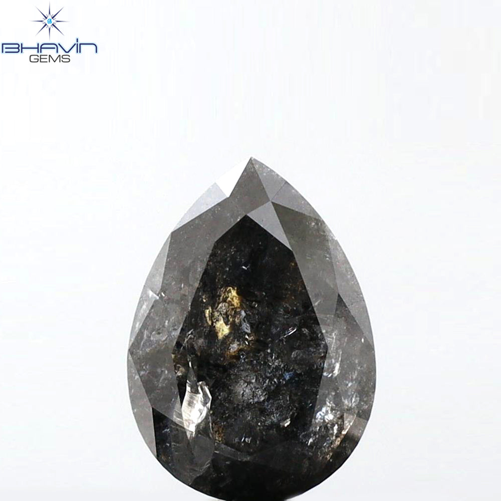 2.10 CT Pear Shape Natural Loose Diamond Salt And Pepper Color I3 Clarity (9.28 MM)