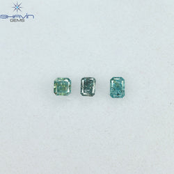 0.29 CT/3 Pcs Radiant Diamond Blue Color Natural Diamond Clarity SI2 (3.18 MM)