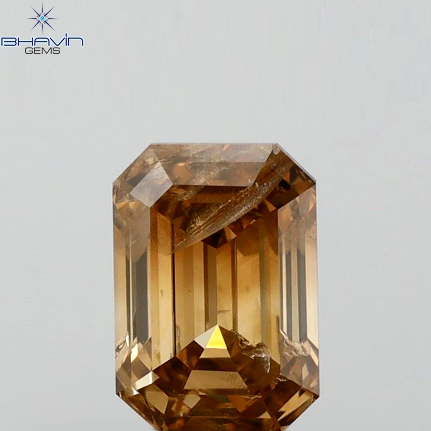0.80 CT Emerald Shape Natural Diamond Brown Pink Color I1 Clarity (6.17 MM)