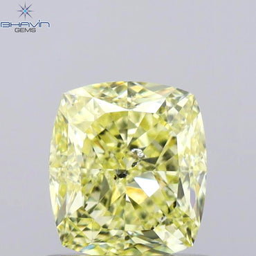 1.02 CT Cushion Shape Natural Diamond Yellow Color SI2 Clarity (5.90 MM)