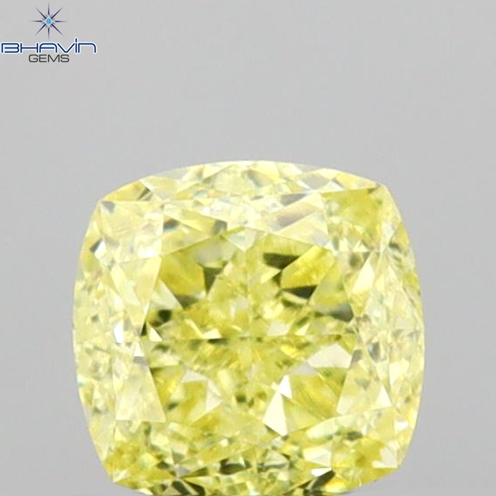 0.55 CT Cushion Shape Natural Diamond Yellow Color VS1 Clarity (4.41 MM)