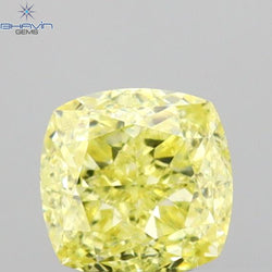 0.55 CT Cushion Shape Natural Diamond Yellow Color VS1 Clarity (4.41 MM)