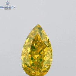 0.37 CT Pear Shape Natural Diamond Green Yellow Color VS2 Clarity (5.72 MM)