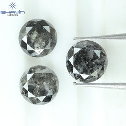 2.37 CT/3 Pcs Round Shape Natural Loose Diamond Salt And pepper Color I3 Clarity (5.60 MM)