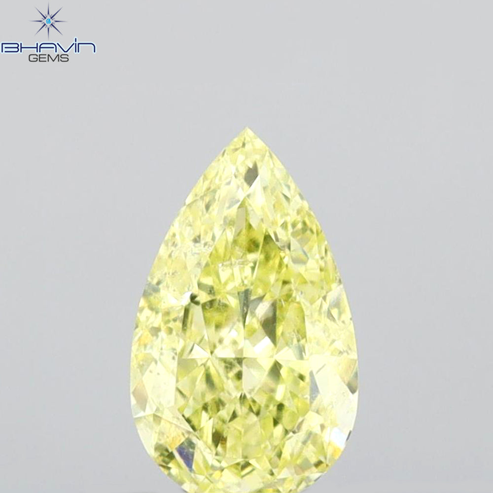 0.65 CT Pear Shape Natural Diamond Yellow Color SI1 Clarity (7.11 MM)
