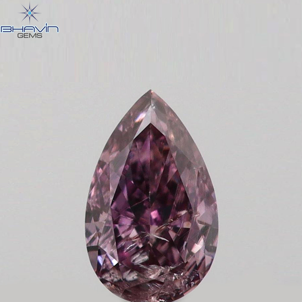 0.08 CT Pear Shape Natural Diamond Pink Color SI2 Clarity (3.73 MM)